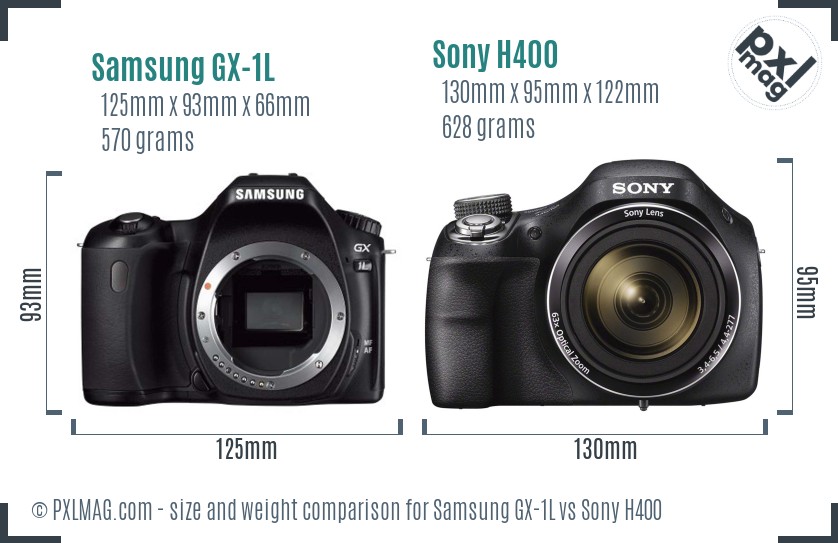 Samsung GX-1L vs Sony H400 size comparison