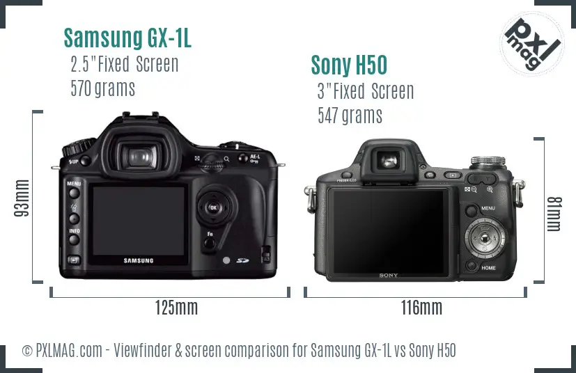 Samsung GX-1L vs Sony H50 Screen and Viewfinder comparison