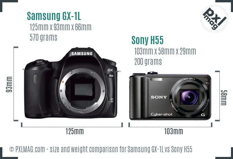 Samsung GX-1L vs Sony H55 size comparison