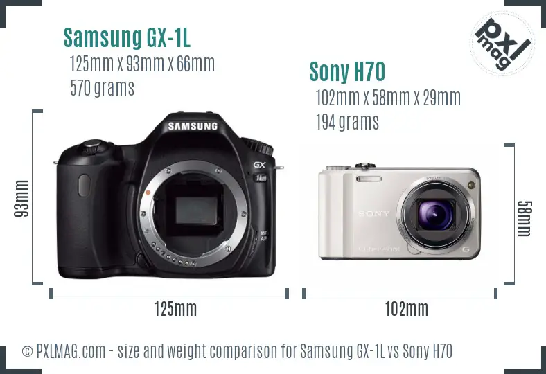 Samsung GX-1L vs Sony H70 size comparison