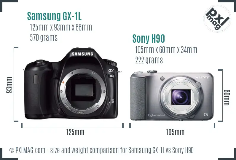 Samsung GX-1L vs Sony H90 size comparison
