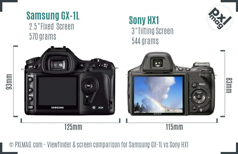 Samsung GX-1L vs Sony HX1 Screen and Viewfinder comparison