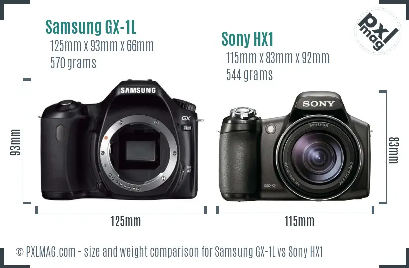 Samsung GX-1L vs Sony HX1 size comparison