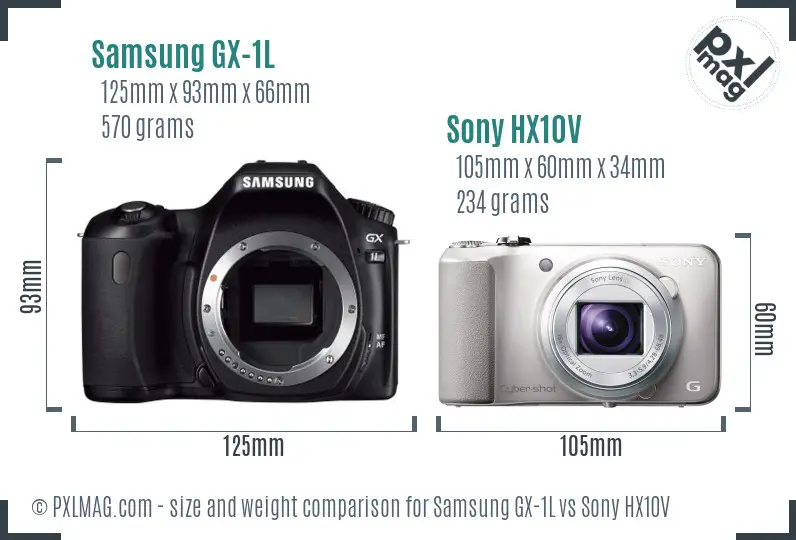 Samsung GX-1L vs Sony HX10V size comparison