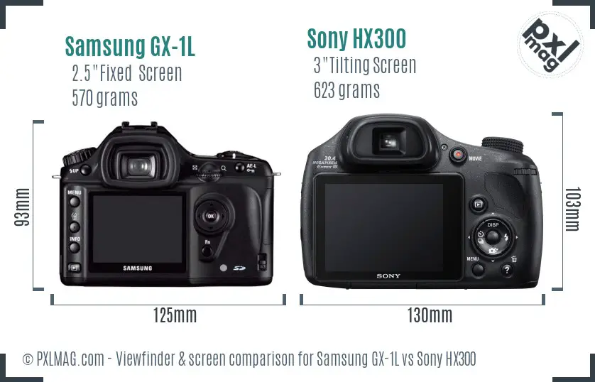 Samsung GX-1L vs Sony HX300 Screen and Viewfinder comparison