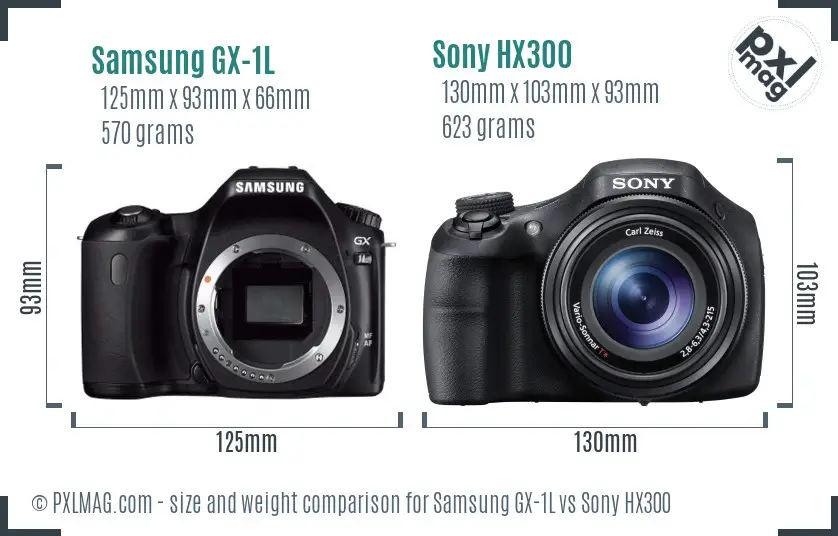 Samsung GX-1L vs Sony HX300 size comparison