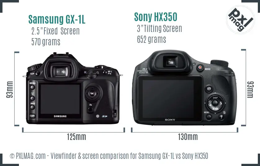 Samsung GX-1L vs Sony HX350 Screen and Viewfinder comparison