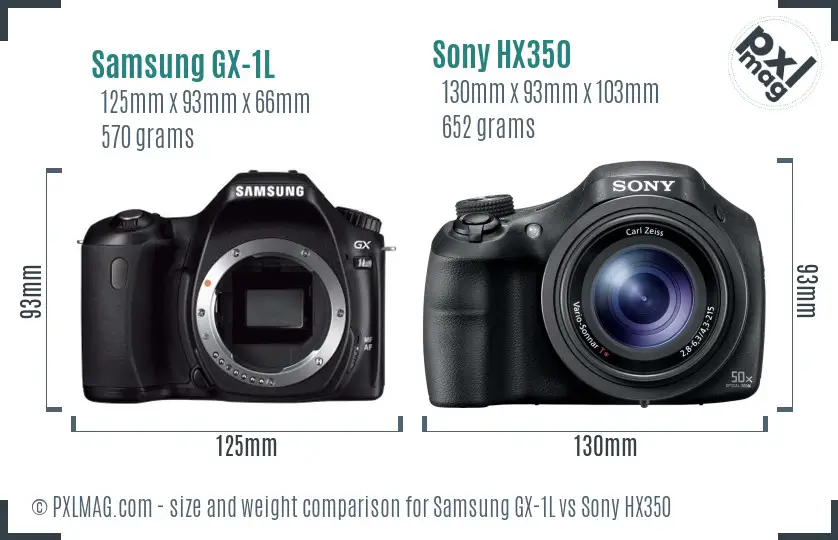 Samsung GX-1L vs Sony HX350 size comparison
