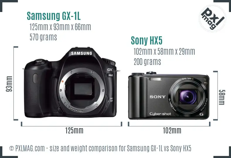 Samsung GX-1L vs Sony HX5 size comparison