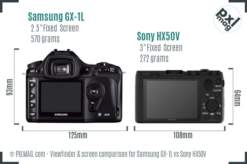 Samsung GX-1L vs Sony HX50V Screen and Viewfinder comparison