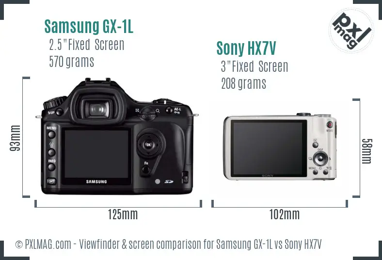 Samsung GX-1L vs Sony HX7V Screen and Viewfinder comparison