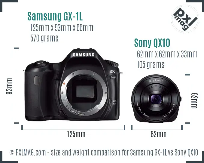 Samsung GX-1L vs Sony QX10 size comparison