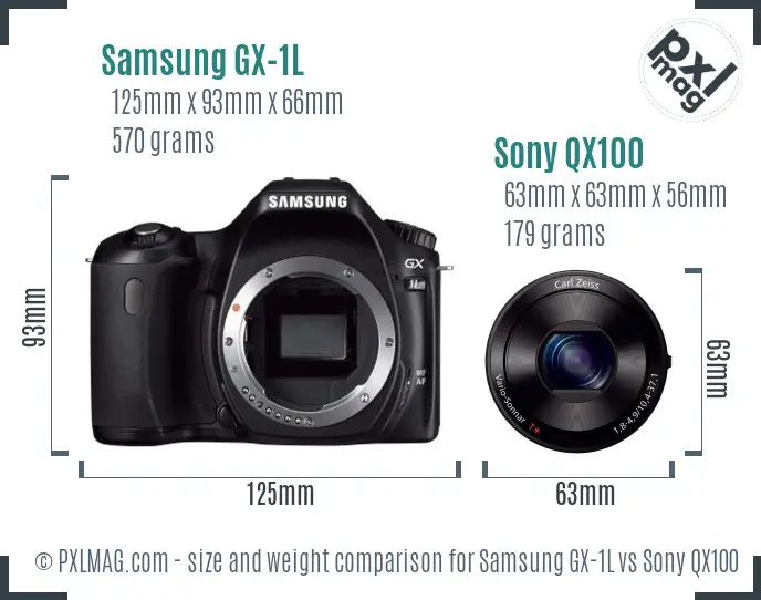 Samsung GX-1L vs Sony QX100 size comparison