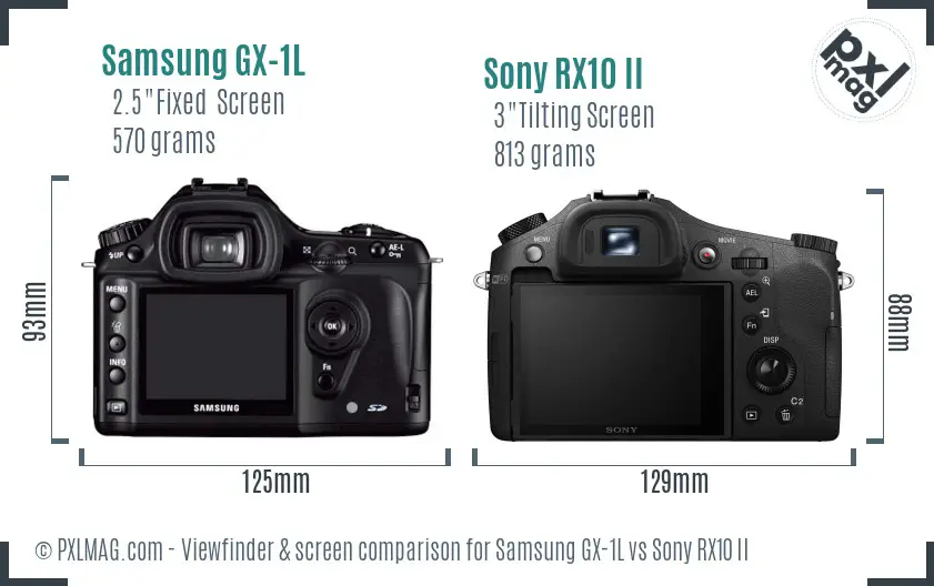 Samsung GX-1L vs Sony RX10 II Screen and Viewfinder comparison