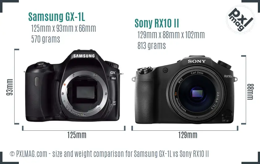 Samsung GX-1L vs Sony RX10 II size comparison