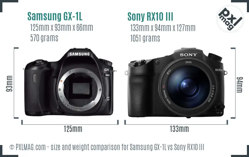 Samsung GX-1L vs Sony RX10 III size comparison