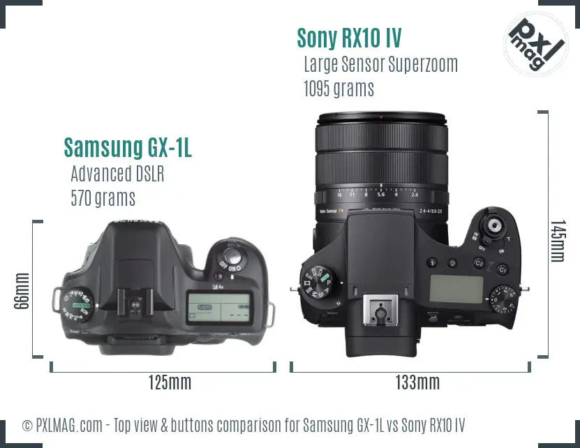 Samsung GX-1L vs Sony RX10 IV top view buttons comparison