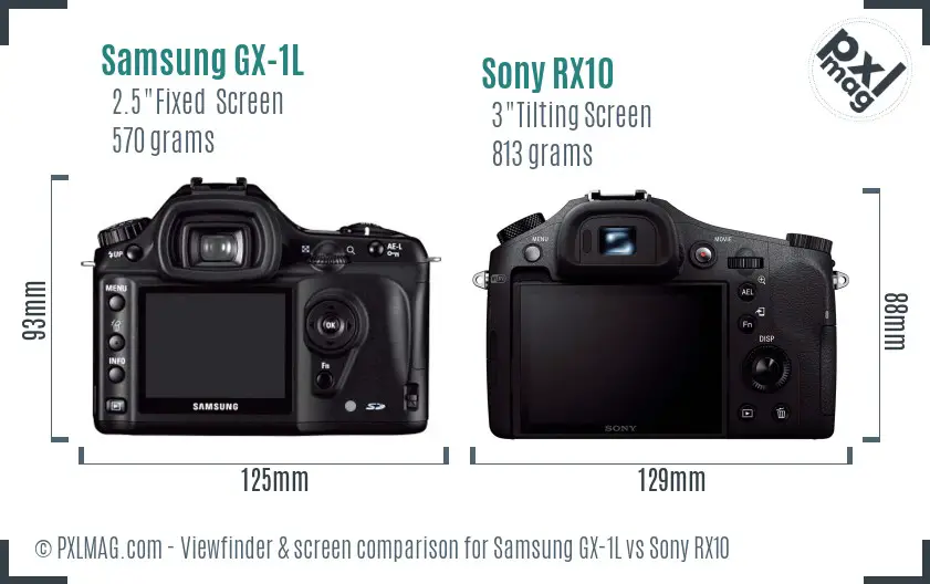 Samsung GX-1L vs Sony RX10 Screen and Viewfinder comparison