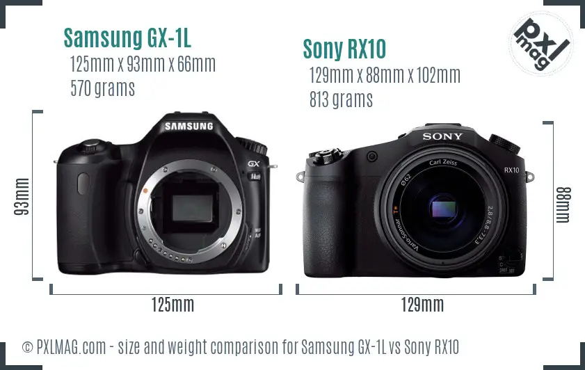 Samsung GX-1L vs Sony RX10 size comparison
