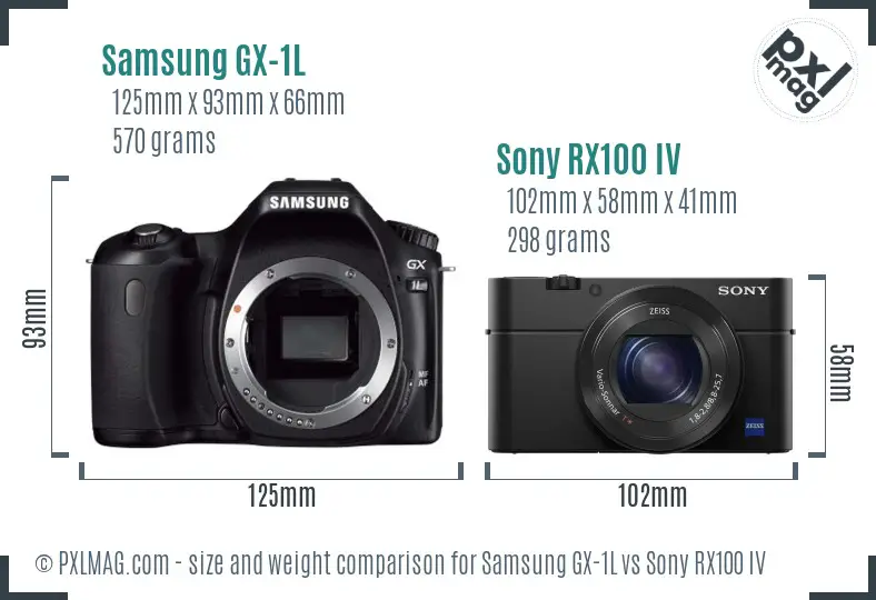 Samsung GX-1L vs Sony RX100 IV size comparison