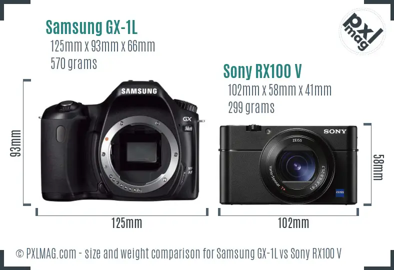 Samsung GX-1L vs Sony RX100 V size comparison