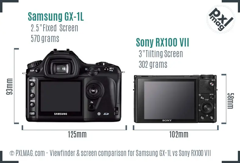 Samsung GX-1L vs Sony RX100 VII Screen and Viewfinder comparison