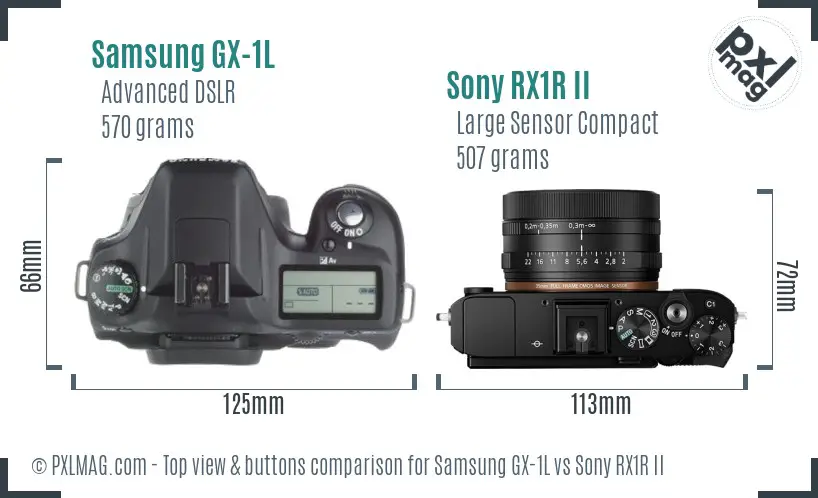 Samsung GX-1L vs Sony RX1R II top view buttons comparison