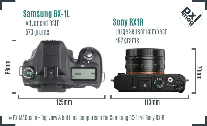 Samsung GX-1L vs Sony RX1R top view buttons comparison