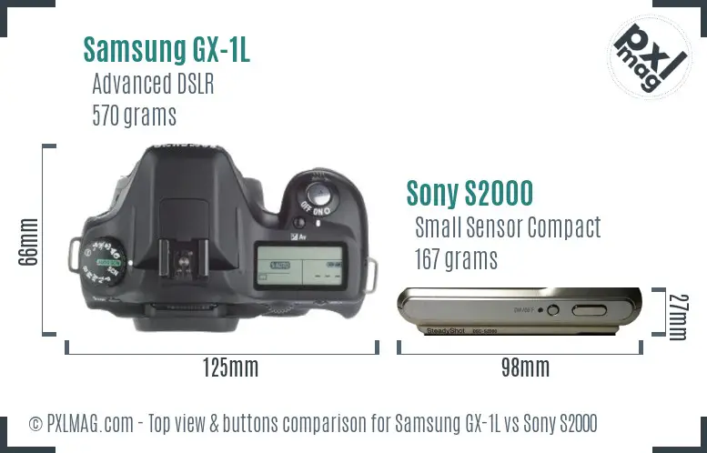 Samsung GX-1L vs Sony S2000 top view buttons comparison