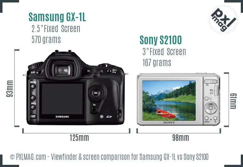 Samsung GX-1L vs Sony S2100 Screen and Viewfinder comparison