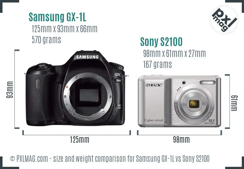 Samsung GX-1L vs Sony S2100 size comparison