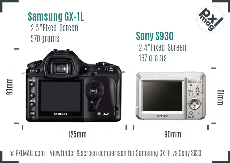 Samsung GX-1L vs Sony S930 Screen and Viewfinder comparison