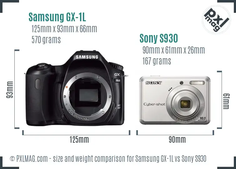 Samsung GX-1L vs Sony S930 size comparison