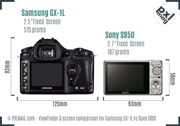 Samsung GX-1L vs Sony S950 Screen and Viewfinder comparison