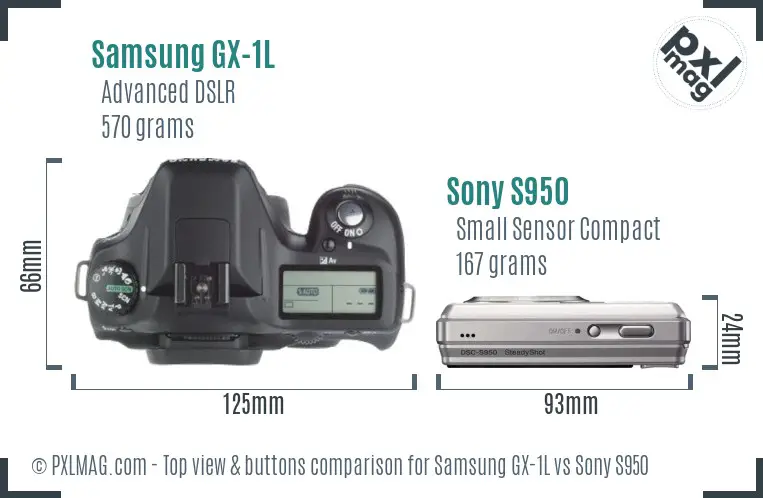 Samsung GX-1L vs Sony S950 top view buttons comparison