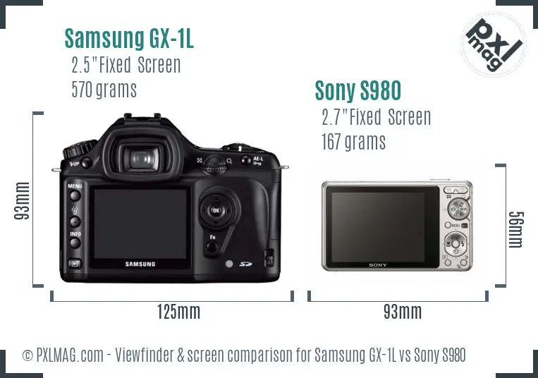 Samsung GX-1L vs Sony S980 Screen and Viewfinder comparison