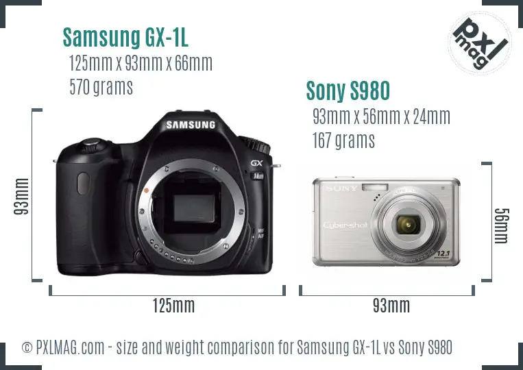 Samsung GX-1L vs Sony S980 size comparison