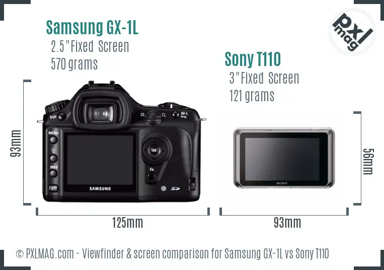 Samsung GX-1L vs Sony T110 Screen and Viewfinder comparison