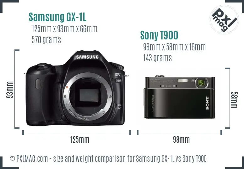 Samsung GX-1L vs Sony T900 size comparison
