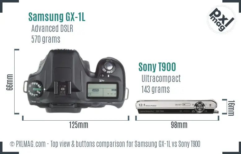 Samsung GX-1L vs Sony T900 top view buttons comparison