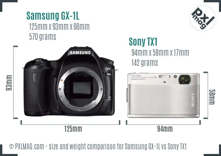 Samsung GX-1L vs Sony TX1 size comparison
