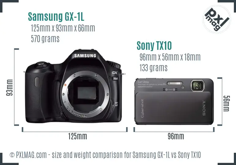 Samsung GX-1L vs Sony TX10 size comparison