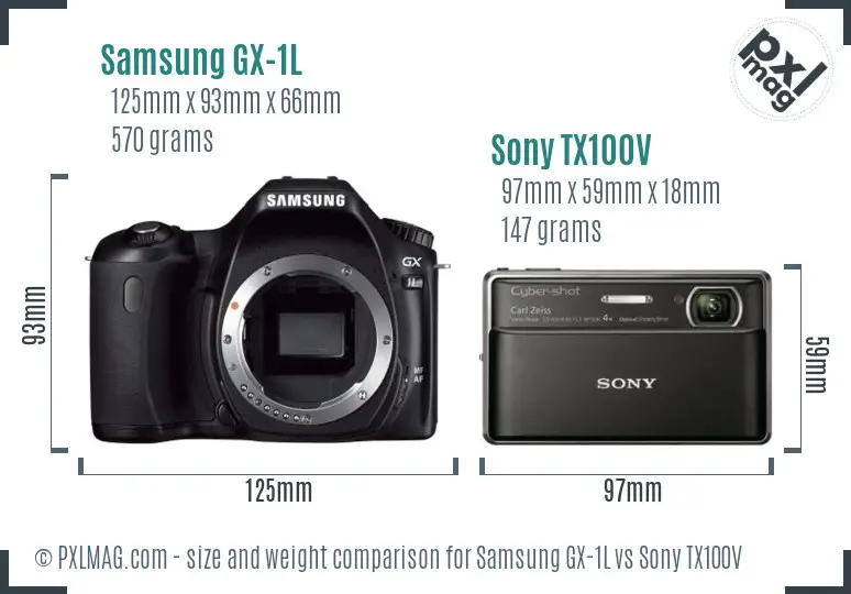 Samsung GX-1L vs Sony TX100V size comparison