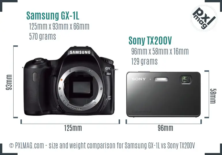 Samsung GX-1L vs Sony TX200V size comparison