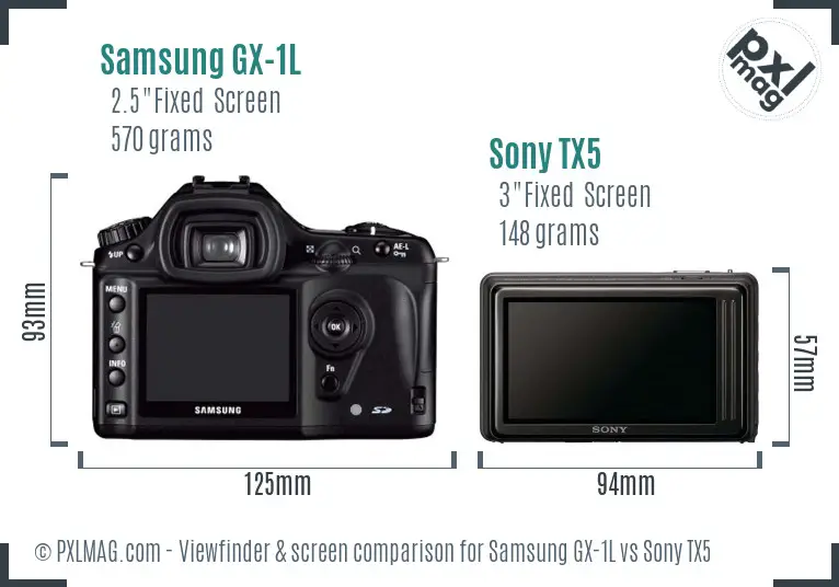 Samsung GX-1L vs Sony TX5 Screen and Viewfinder comparison
