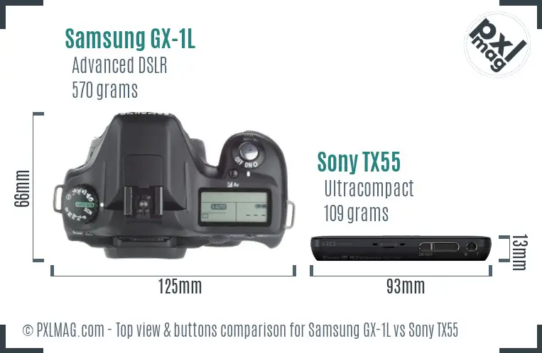 Samsung GX-1L vs Sony TX55 top view buttons comparison