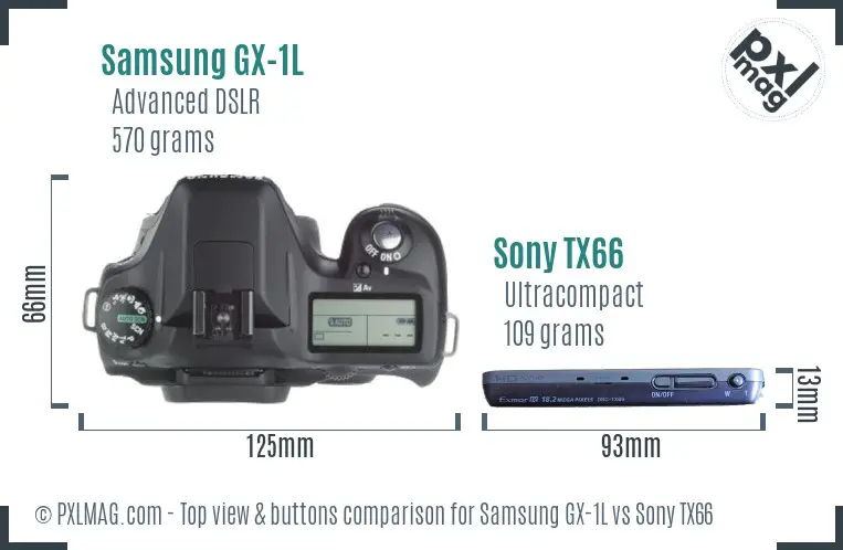 Samsung GX-1L vs Sony TX66 top view buttons comparison