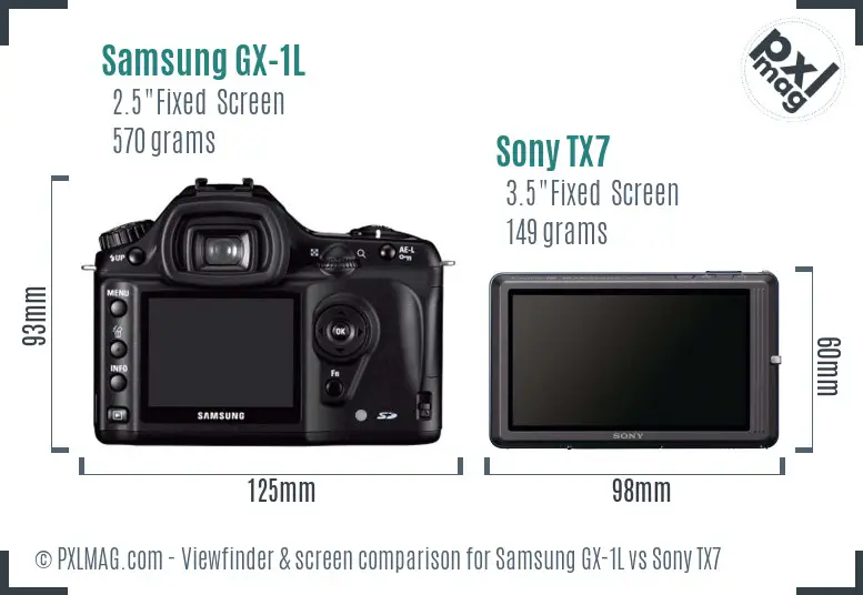 Samsung GX-1L vs Sony TX7 Screen and Viewfinder comparison