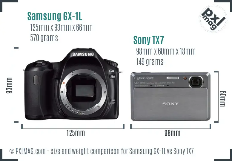 Samsung GX-1L vs Sony TX7 size comparison