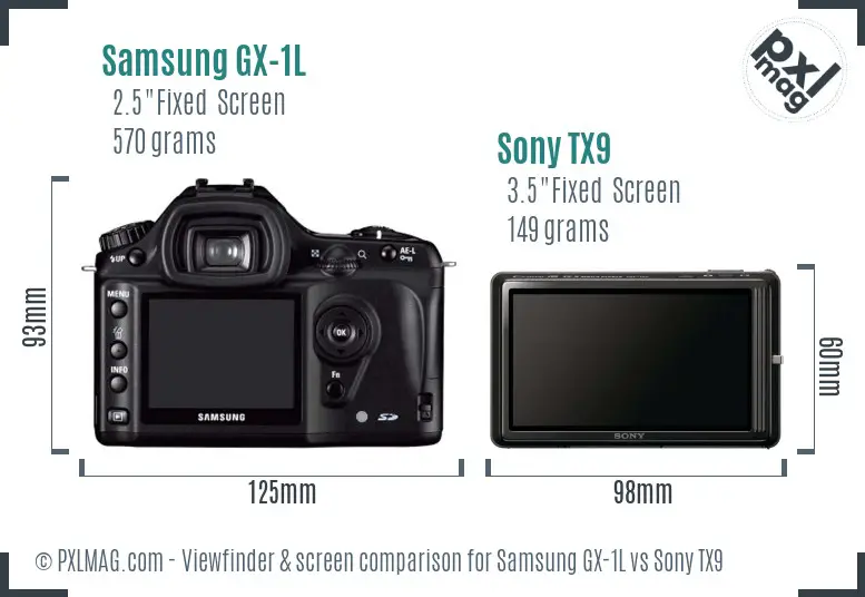 Samsung GX-1L vs Sony TX9 Screen and Viewfinder comparison